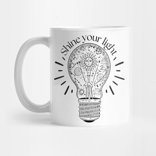 Shine light inspirational quote and astrology light bulb Mug